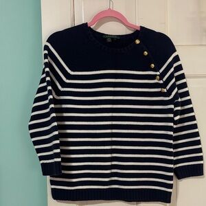 Ralph Lauren Striped Sweater with Gold Buttons